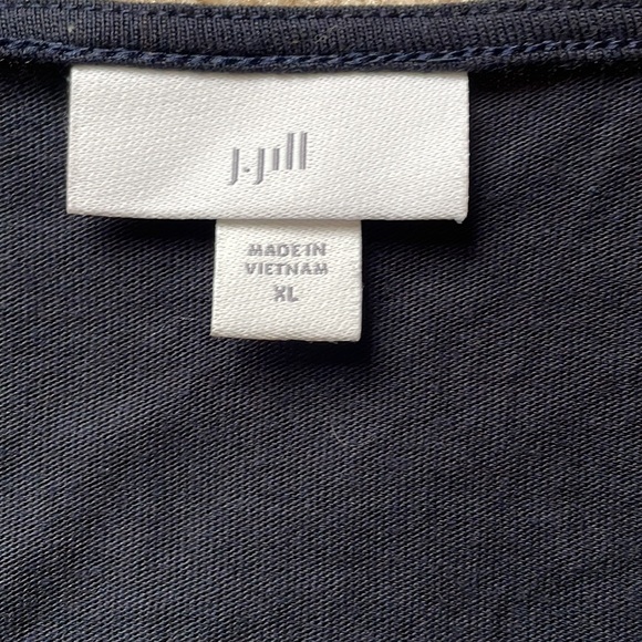 J. Jill Boho Top Blouse Navy Embroidered 3/4 Sleeve Cotton Modal, Size X-Large - Picture 7 of 11